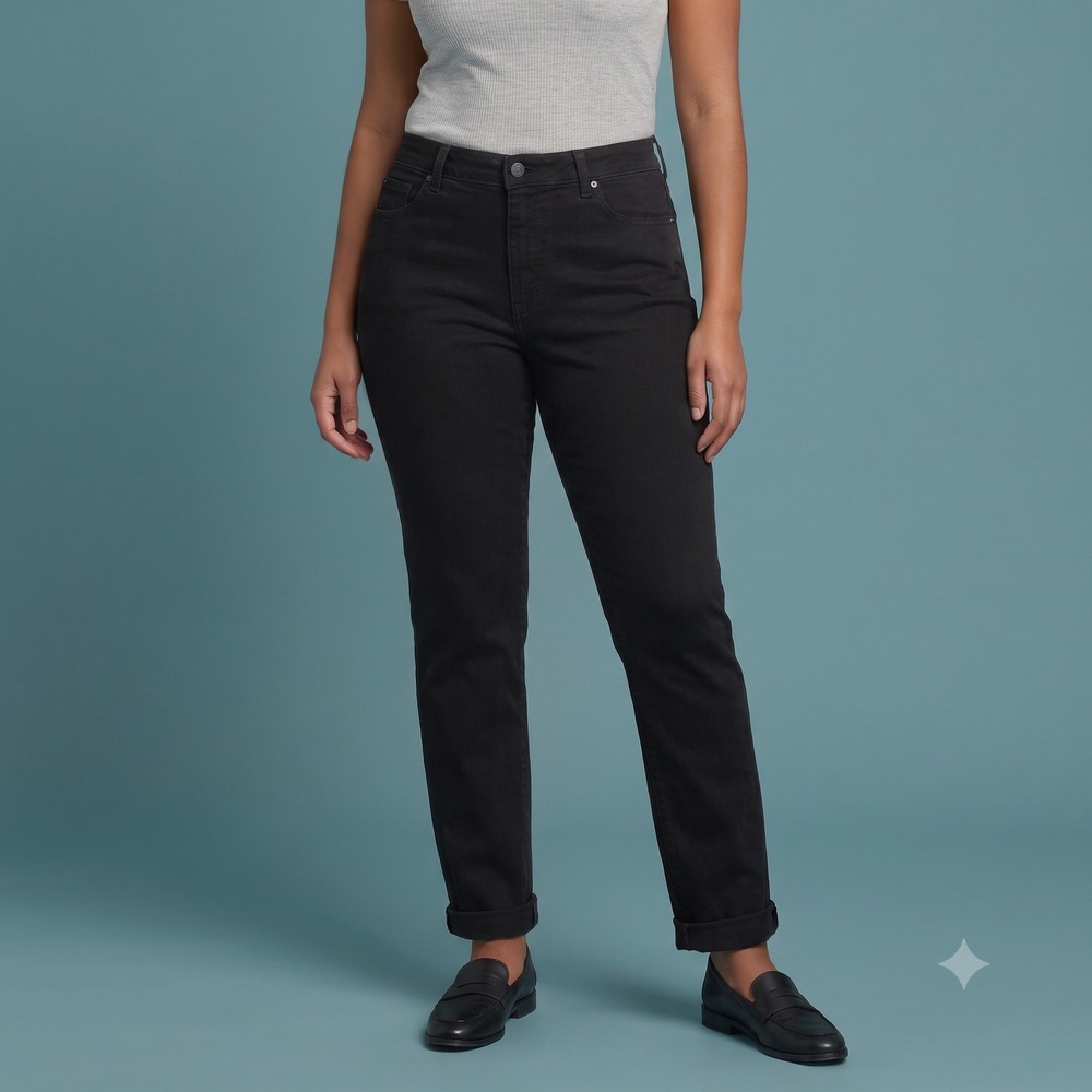 Gloria Vanderbilt Amanda Classic Tapered Jeans Black‎ Women's Size 12 EUC